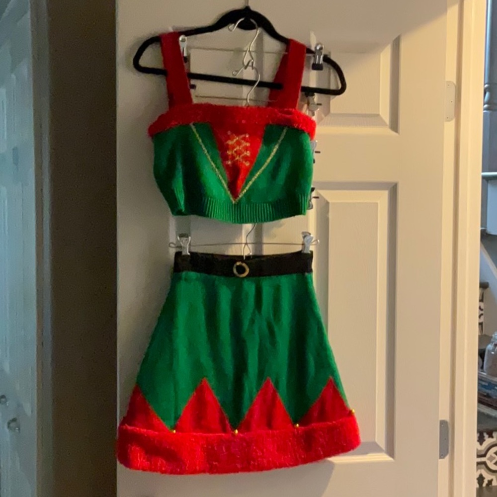 No Boundaries Festive Green and Red Dress Set